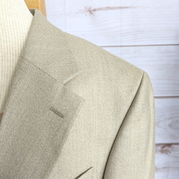 Oscar de la Renta Tailored Fit Wool Blazer in Sand Dune Size 10 / 12 - Picture 3 of 15